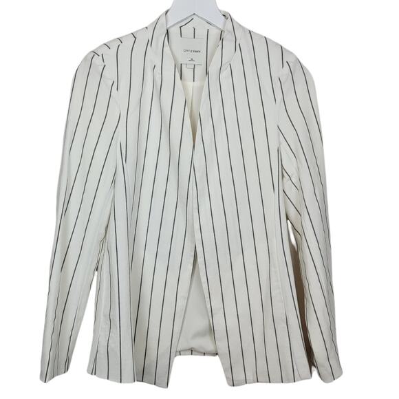 Gentle Fawn Ivory Pinstripe Rayon Blend Open Blazer - Size XS - Picture 3 of 4